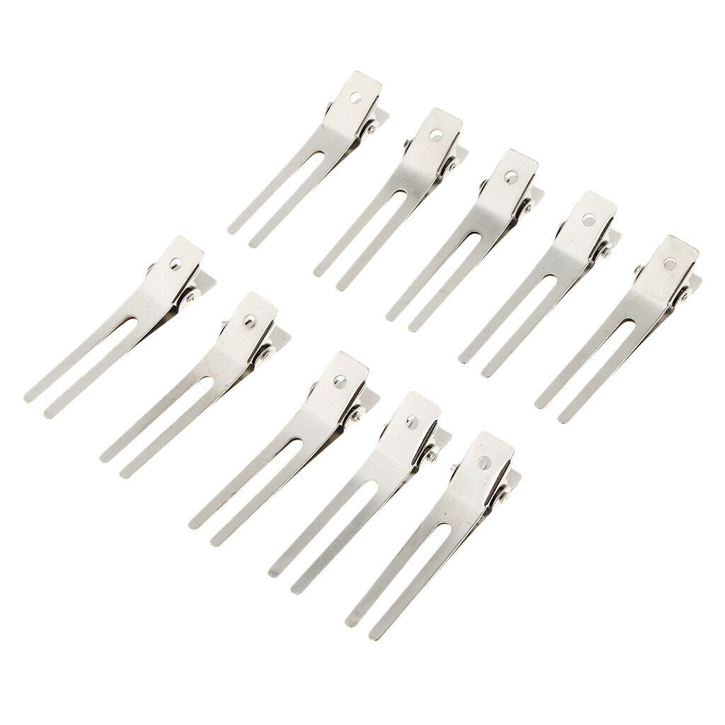 10pcs Metal Double Prong Alligator Clips Beak Clips DIY Headdress Craft 45mm