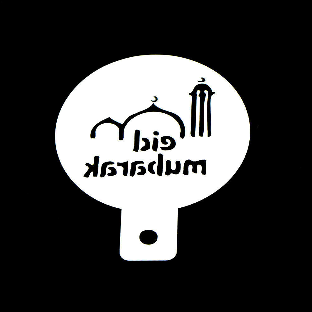 6pcs/set Ramadan Eid Mubarak lamp Design Coffee Stencils Cake Template Too.l8