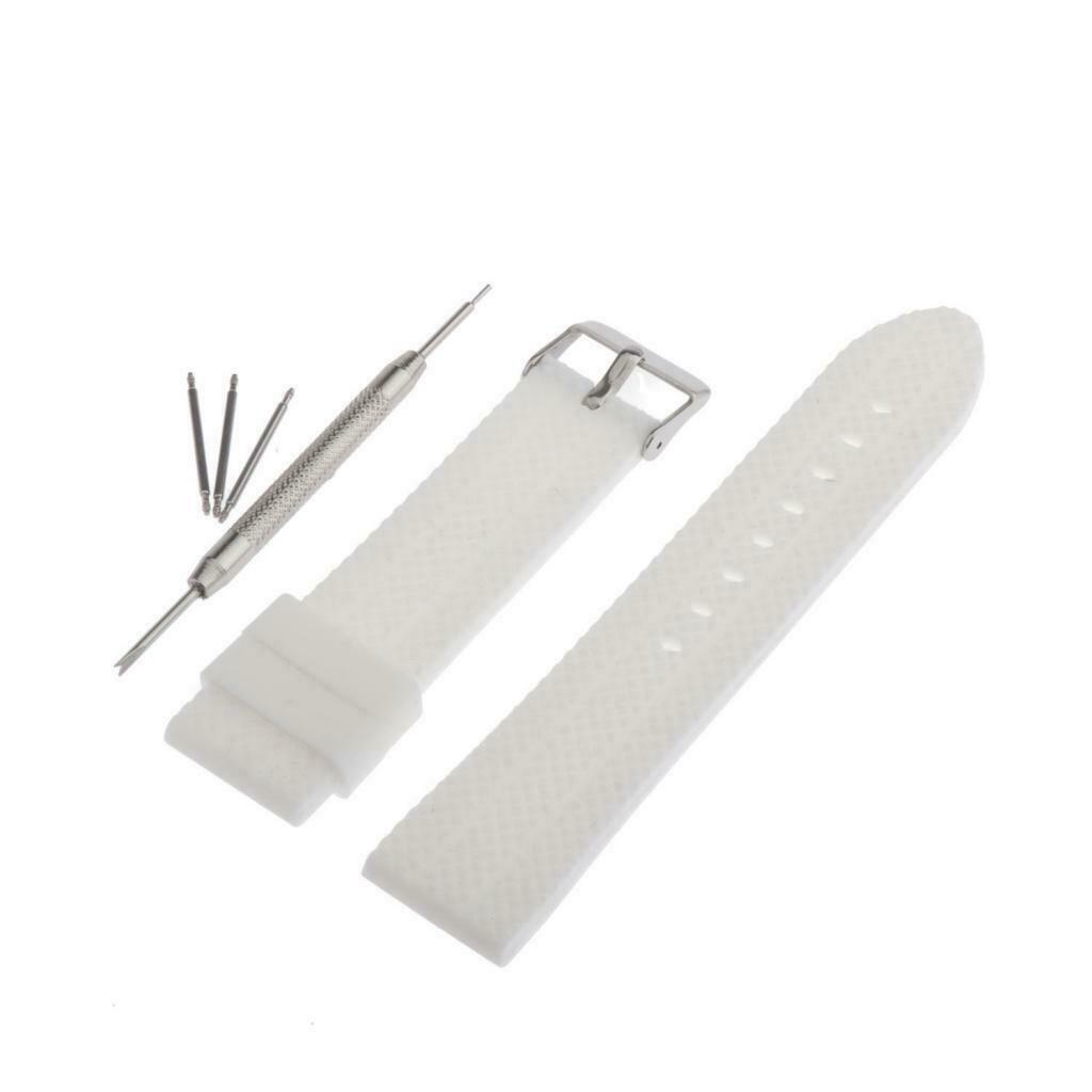 22mm Soft Silicone Watch Band Replacement Pin Buckle Accessories White