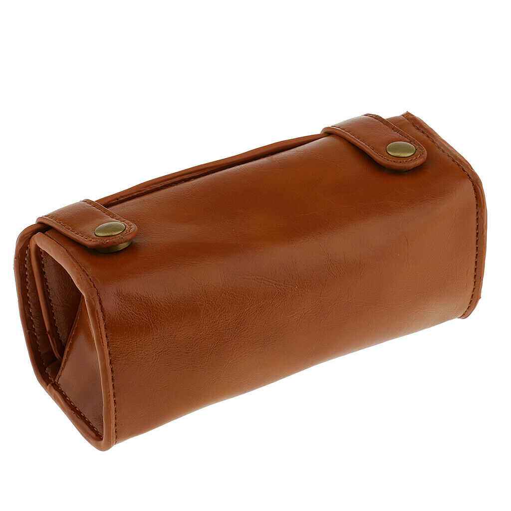 Men Portable Cosmetic Pouch PU Leather Shaving Brush & Razor