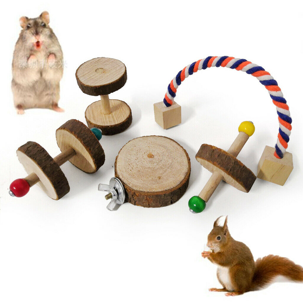 5pcs/pack Wooden Small Animals Hamster Exercise Toys Pets Accessories