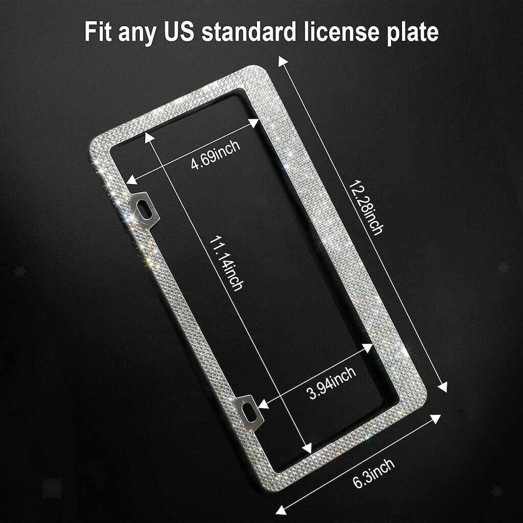 Crystal License Plate Frame Diamond Stainless Steel Rhinestone Handcrafted