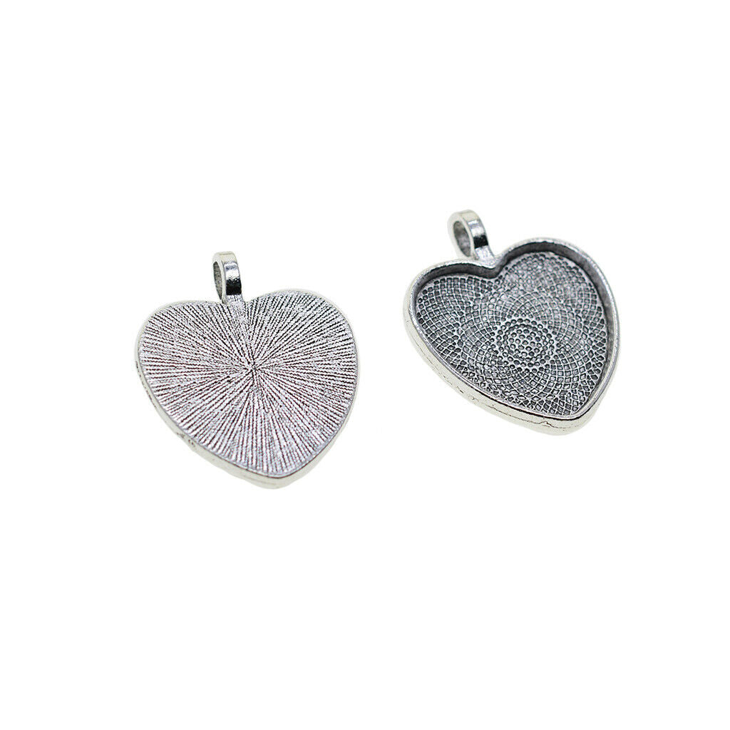 20Set Heart Blank Cabochon Trays Charms Earrings Jewelry Making Findings