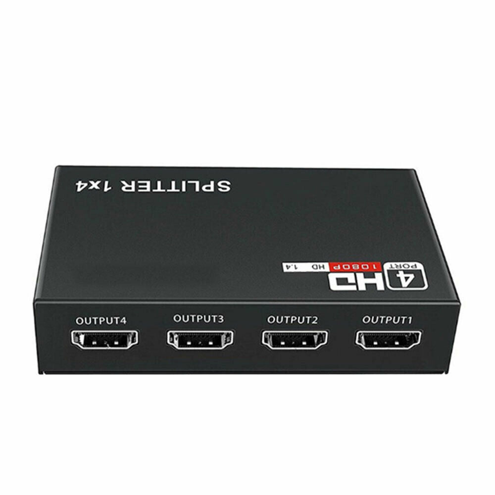 1080p HDMI Splitter 1 in 4 Power off Signal Amplifier Audio Converter Adapter