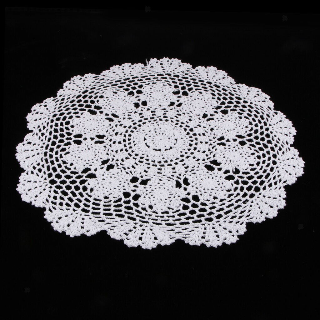 White Water Lily Crochet Cotton Lace Doily Table Placemats Doilies Mat 50cm