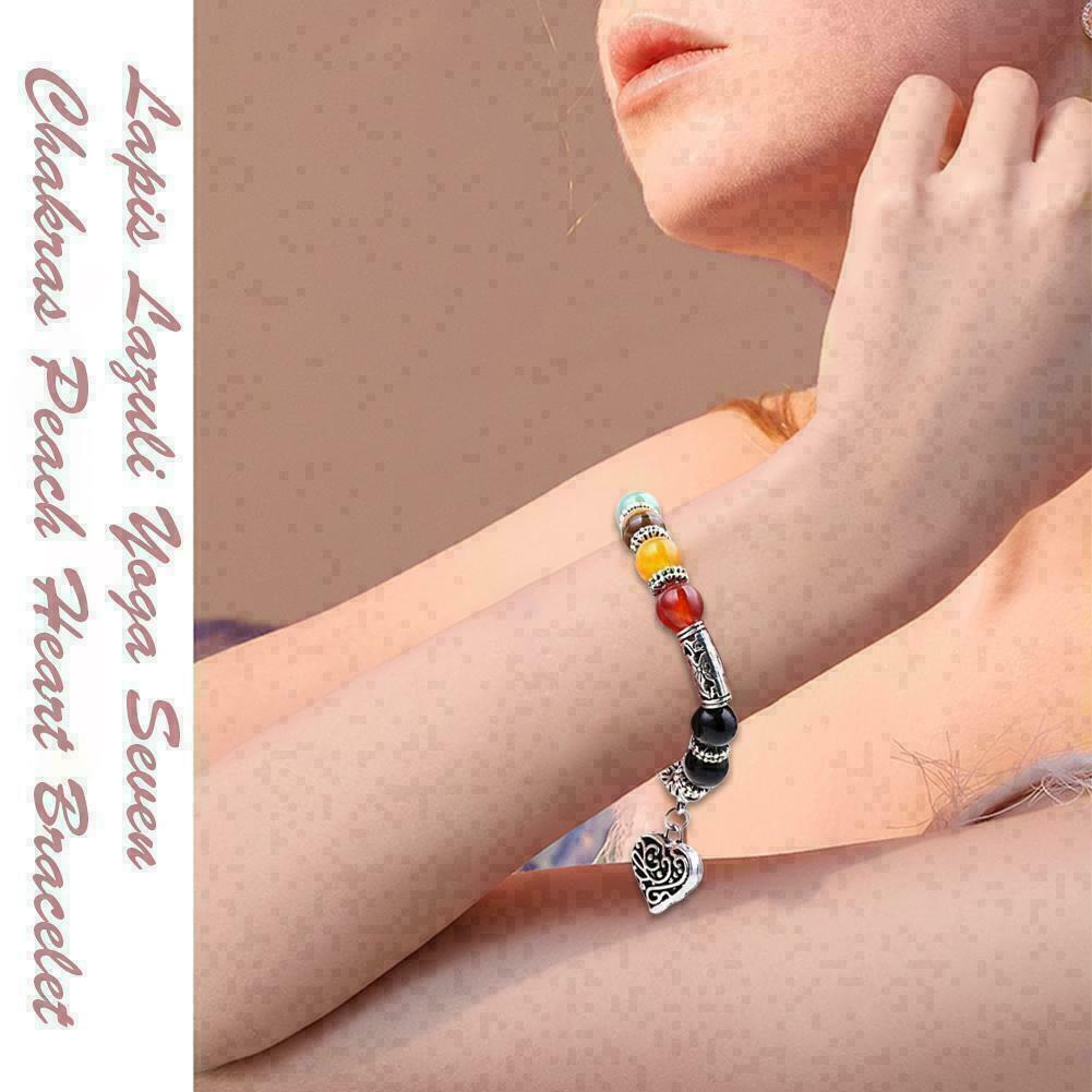 7Chakra Healing Beaded Bracelet Natural Lava Stone X0G9 Jewelry Bracelet