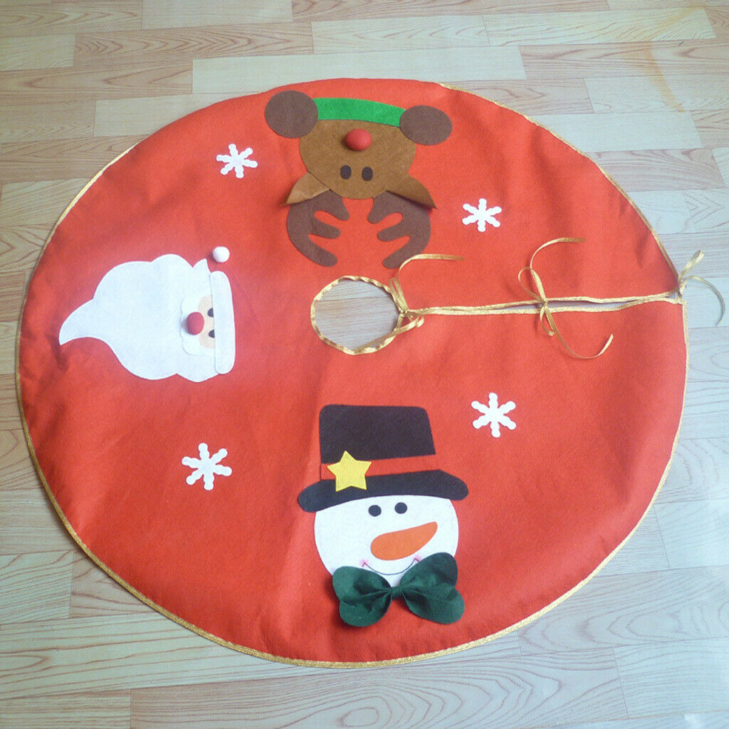 Christmas Tree Skirt Santa Snowman Reindeer Xmas Carpet Apron Party Decor
