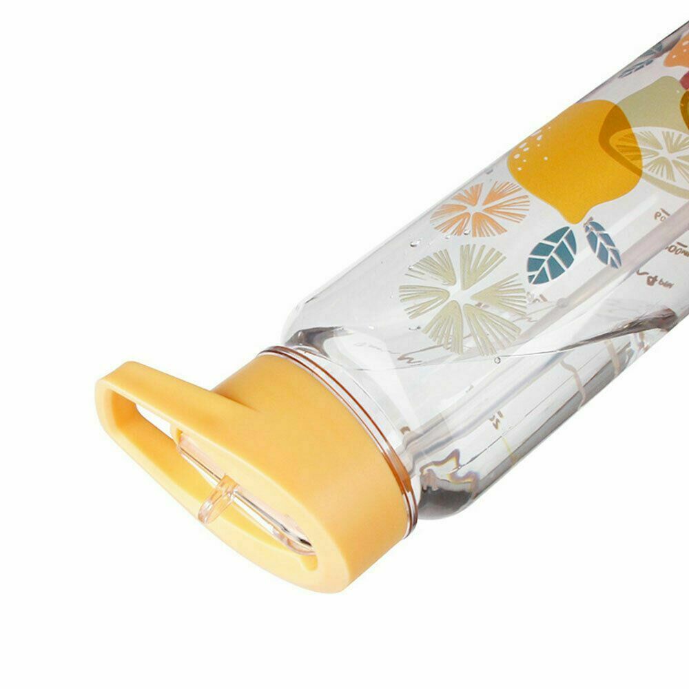 Gym BPA Free Leakproof Plastic Straw Fruit Pattern Sports Water Bottle Cup