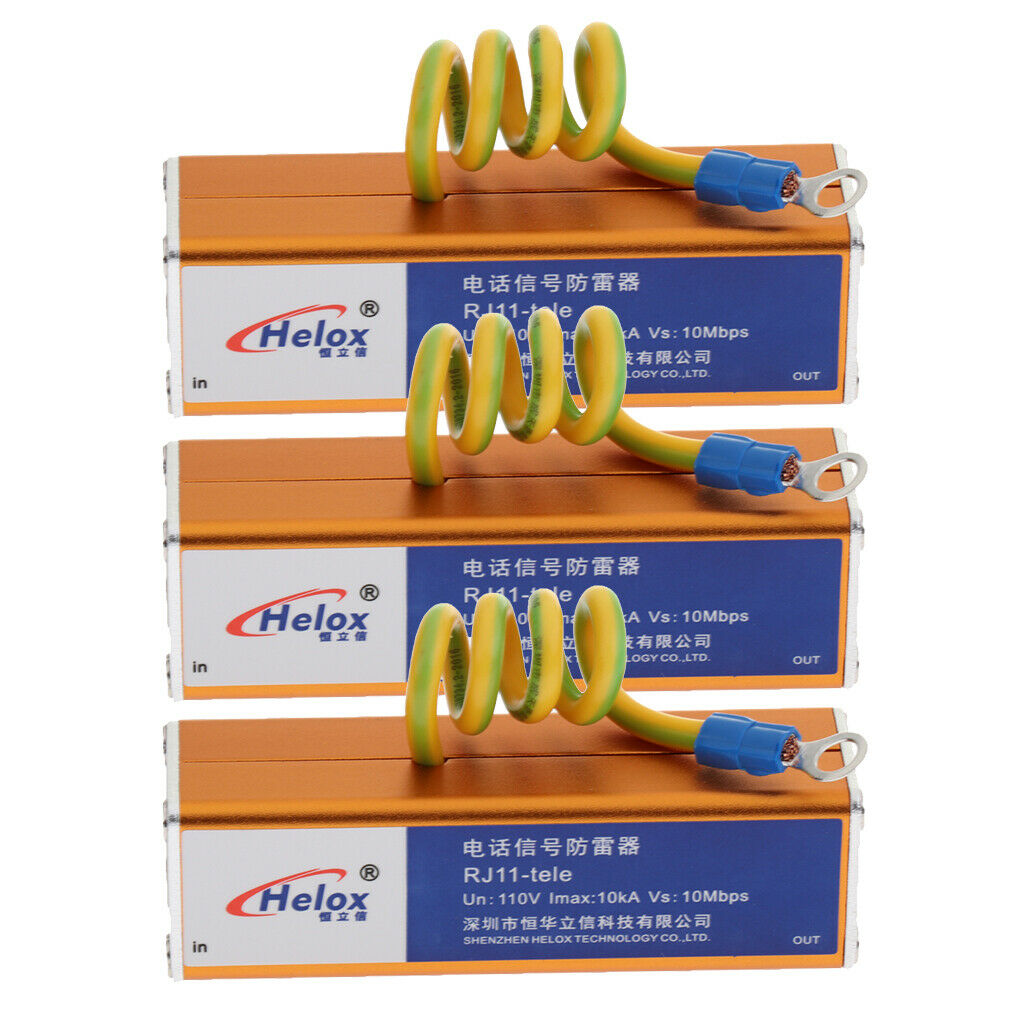 3Pcs Telephone RJ11 Surge Protector Thunder   Arrester Protection