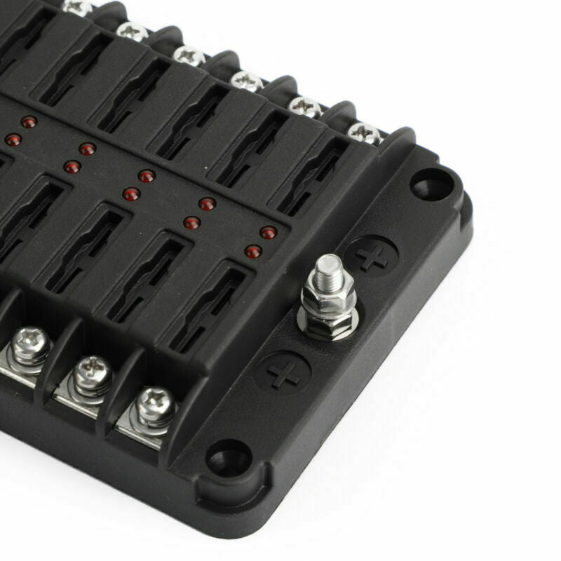 12 Way Circuit Standard ATC ATO LED Fuse Box 32V Universal 250Amp Waterproof CN