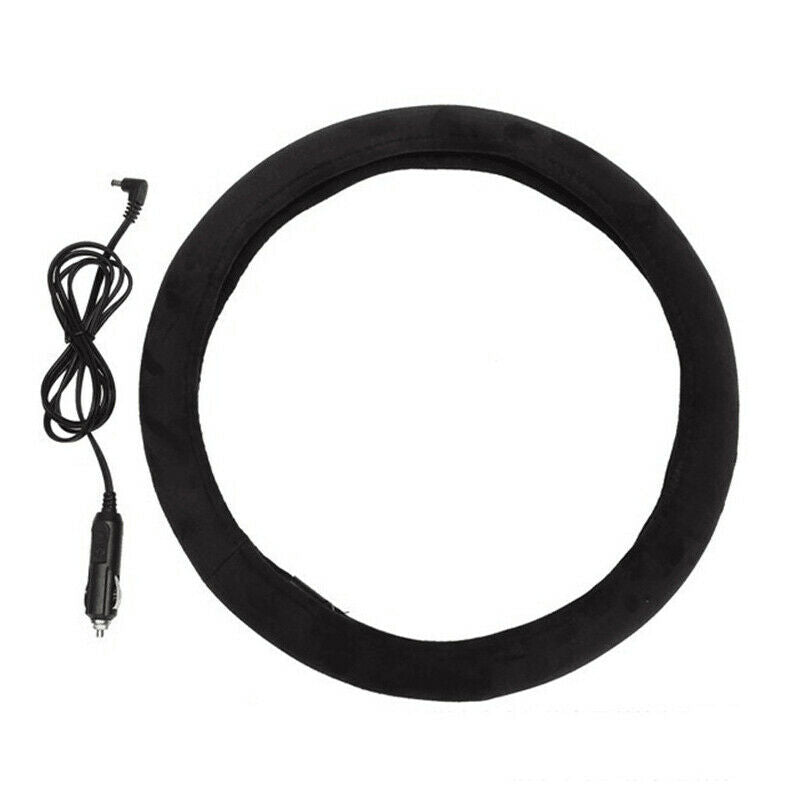 Car Auto 38CM 15" Heated Steering Wheel Cover Heating Warm Winter + Lighter Plug