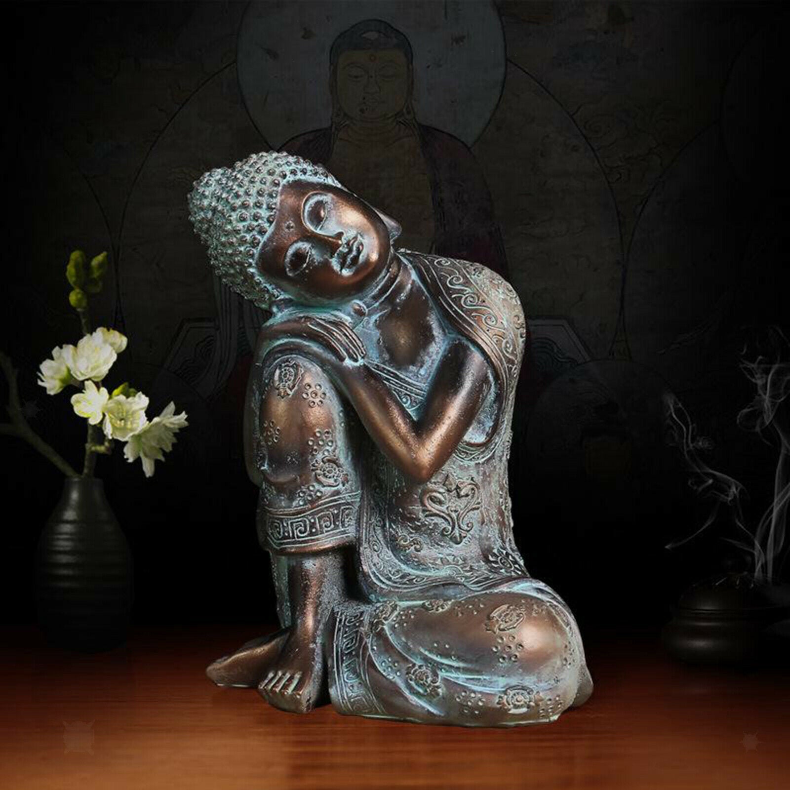 Sleeping Buddha Statue Sculpture Seat Resting Sleep Napping Housewarming