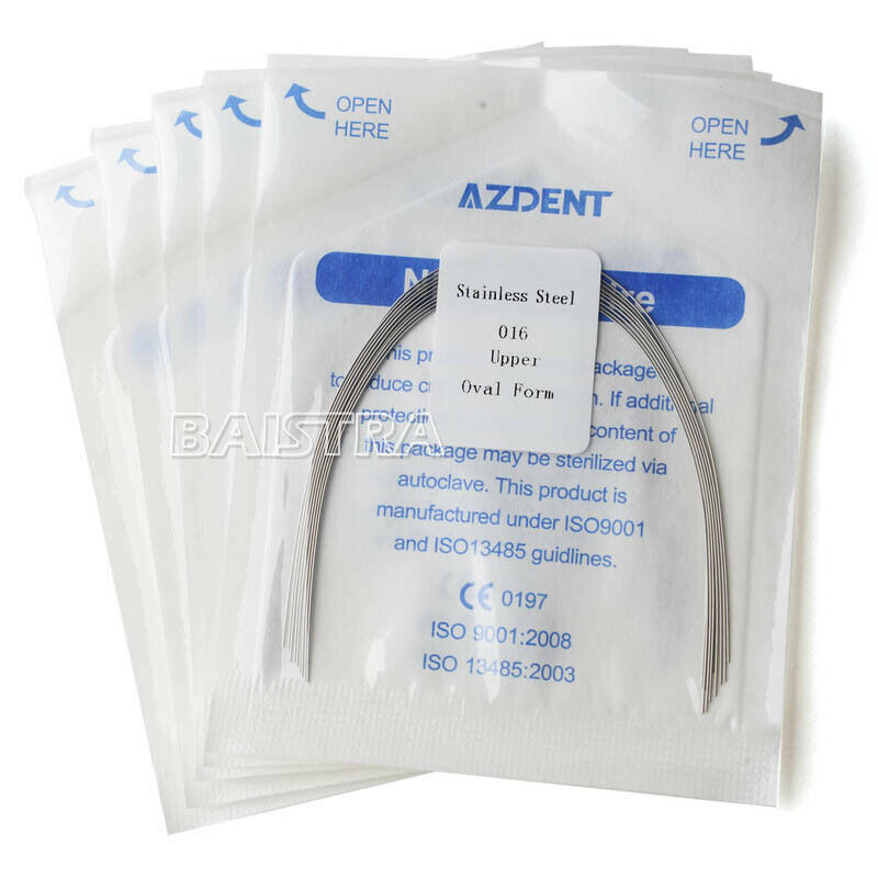 100 Packs Dental Orthodontic Stainless Steel Round Arch Wires 016 Upper AZDENT