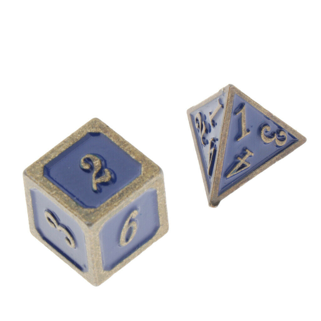 Set of 7pcs Polyhedral Metal Dice Standard Size for Pathfinder RPG Games