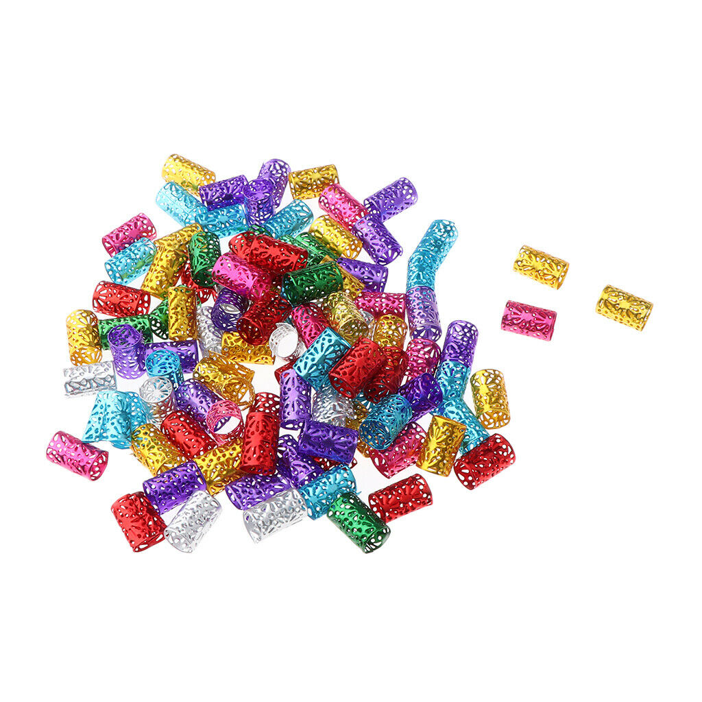 100x Hair Cuffs Aluminum Dreadlock Beads Bulk DIY Hairstyle Braids Ponytail