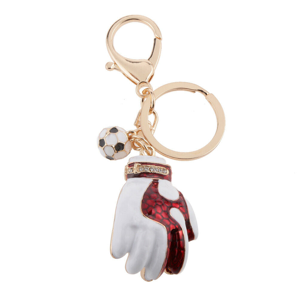 2x Crystal Rhinestone Goalkeeper Glove Bag Pendant Car Keychain