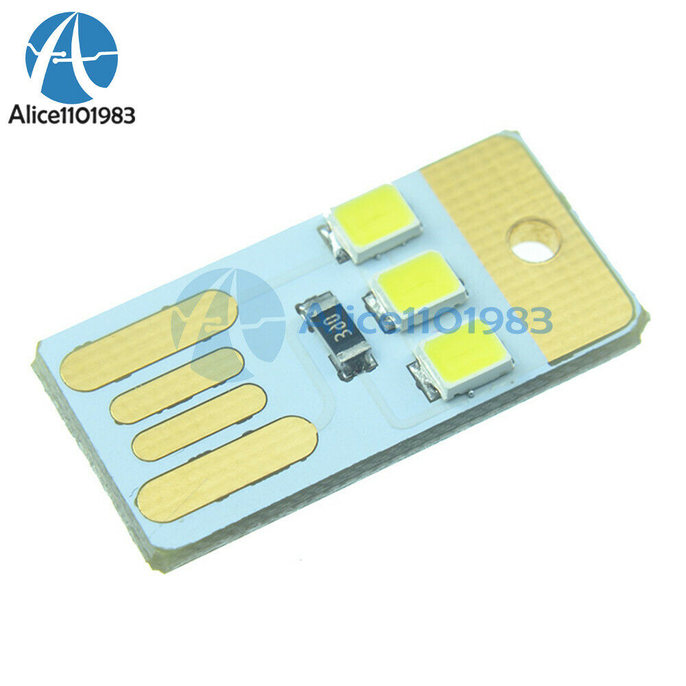 5PCS 3LED Night Light Pocket Card Lamp Bulb Led Keychain  USB Power White