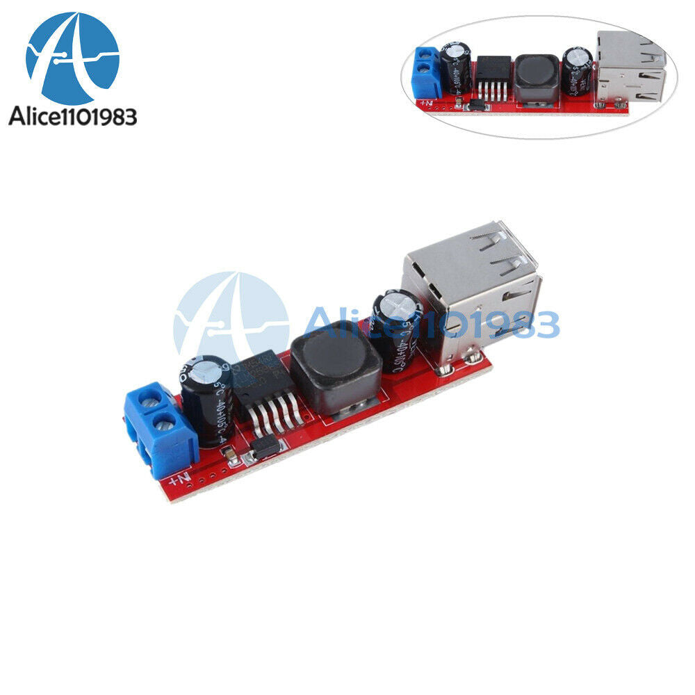 5PCS LM2596 DC 6V-40V To 5V 3A Double USB Charge DC Step-down Converter Module