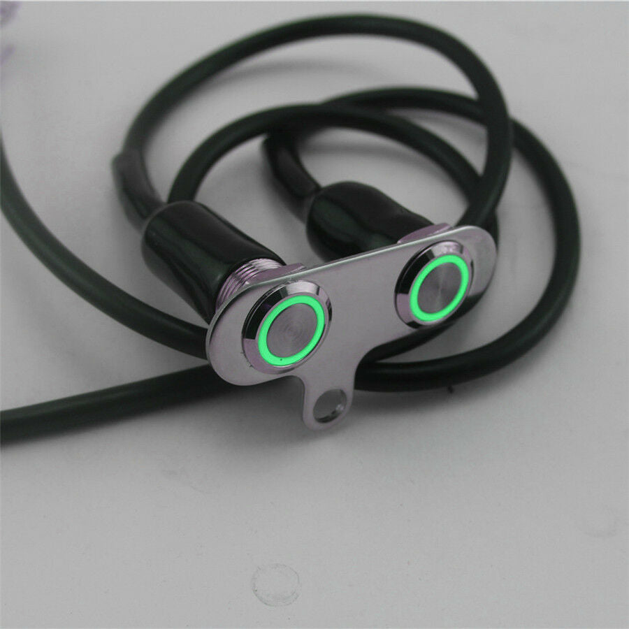 Universal Motorcycle Horn Engine Start Kill Dual Button LED Self-return Switch