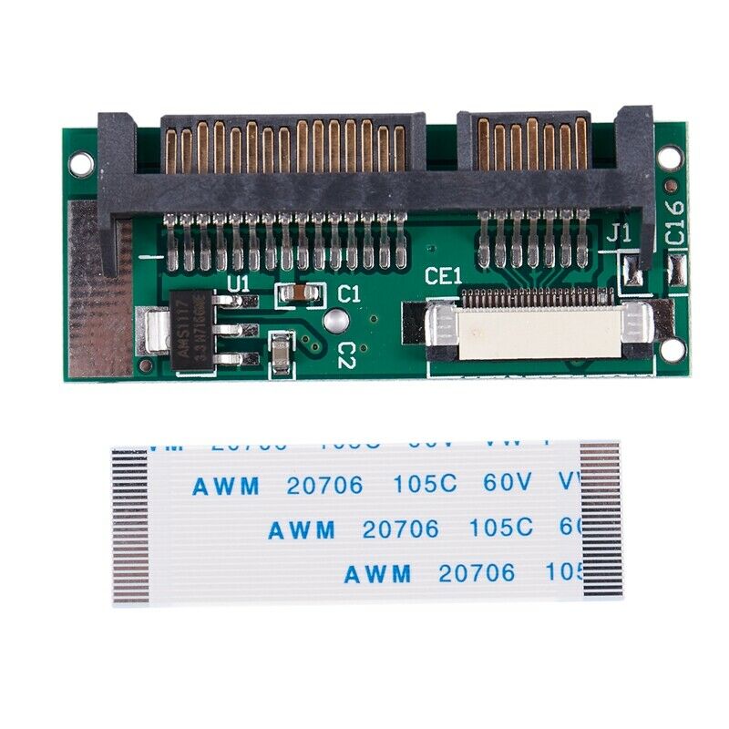 1.8" ZIF CE SSD D to 7+15 Pin SATA Adapter Converter w FFC Cable S8D8D8
