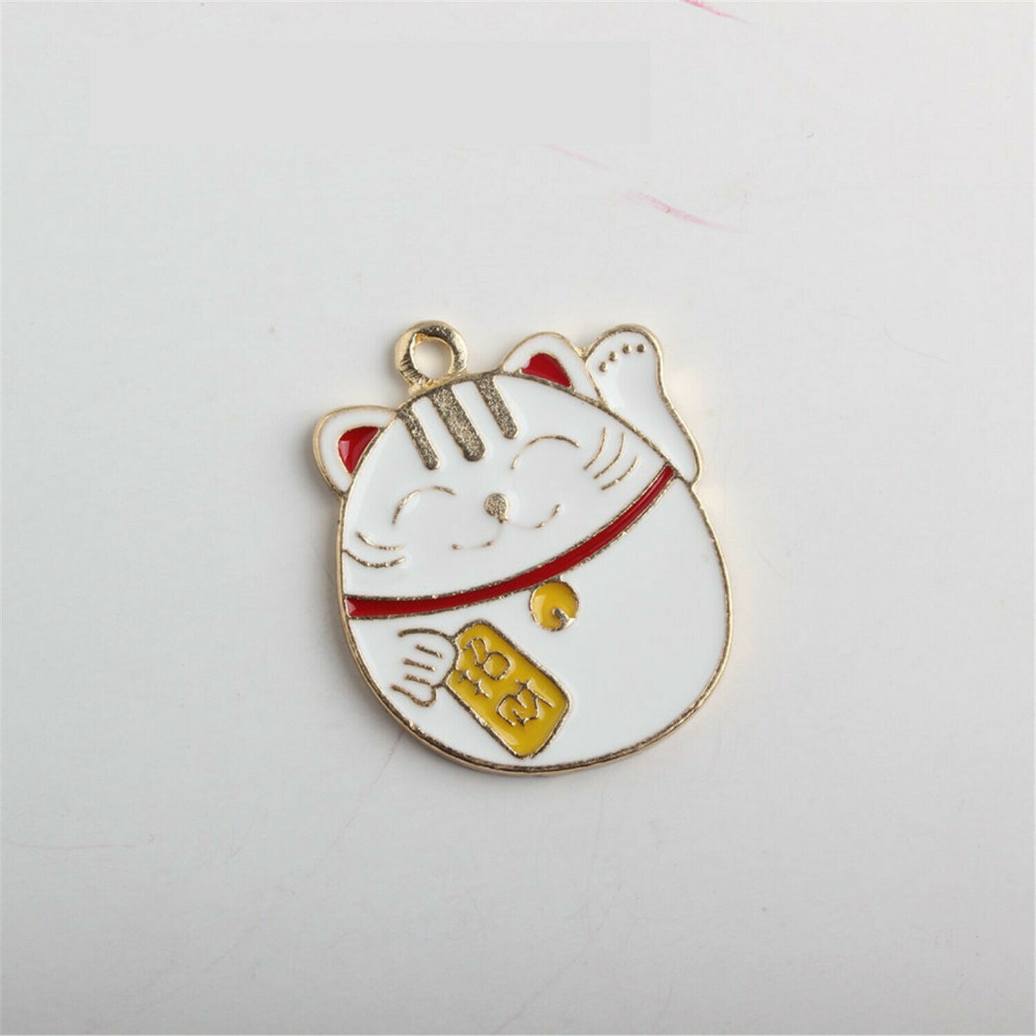 5pcs/lot Alloy Colorful Enamel Fortune Cat Pendant Charm Jewelry DIY Accessories