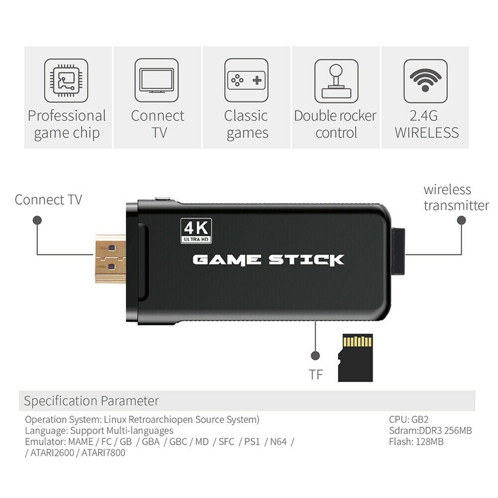USB Wireless Console Game Stick Video Game Console 8 Bit Mini Retro Controller