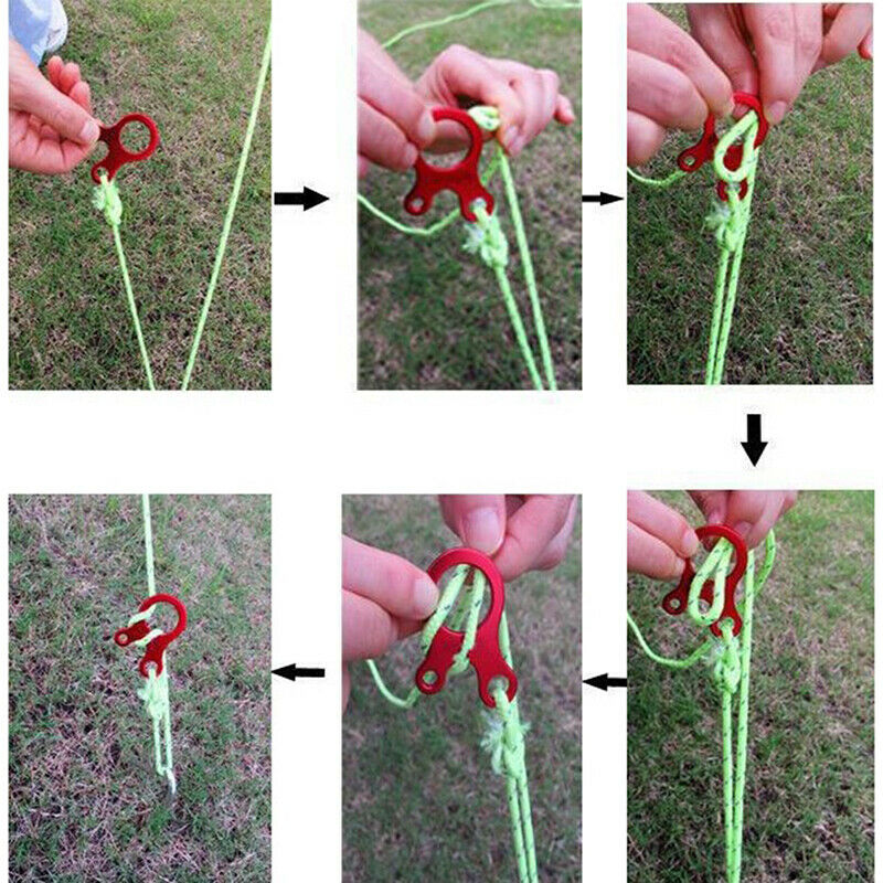 10pcs Knot Tent Wind Rope Buckle Antislip Hiking Tightening Hook Rope BucklG SJ