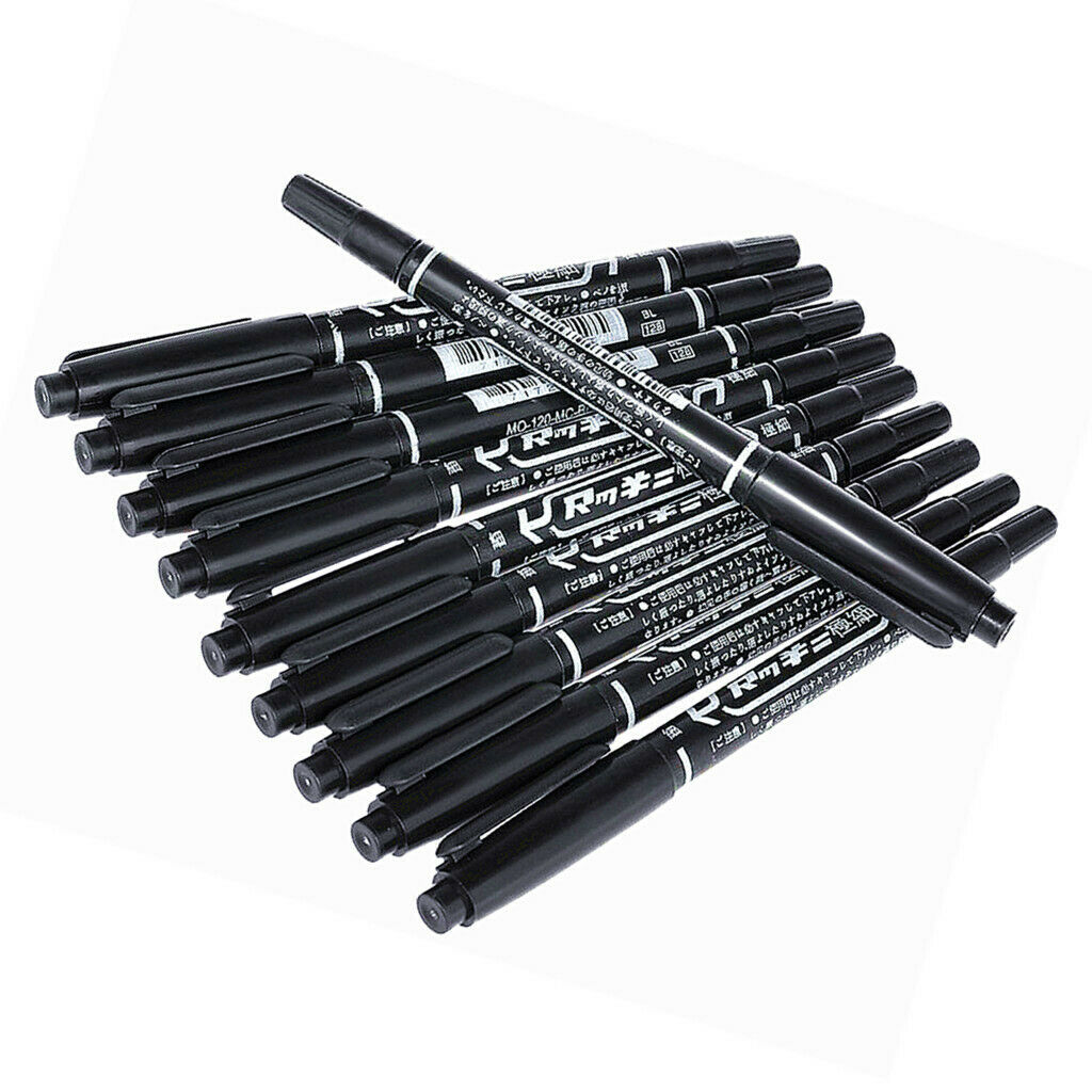 Pack of 10 Marker Pens, Marker Pens, Dual Tip, Black