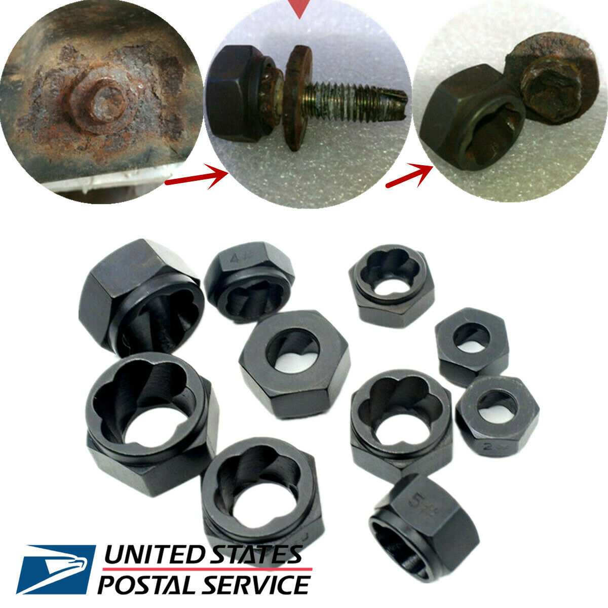 10 Pcs Metric #1-#10 Rusted Hex Nut Stud Remover Conducting Stabilization Tool