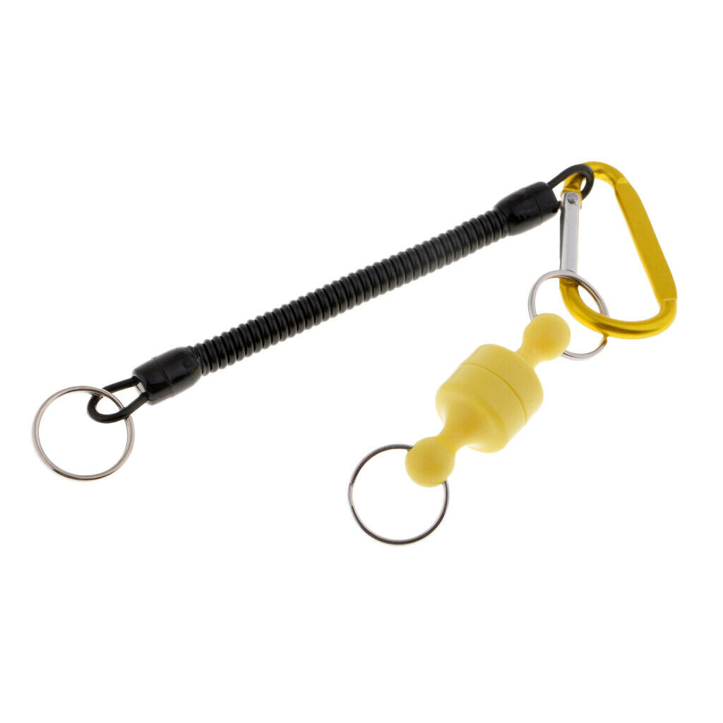 3pcs  Net Release Holder&Wire Steel Fishing Coiled Lanyard&Carabiner