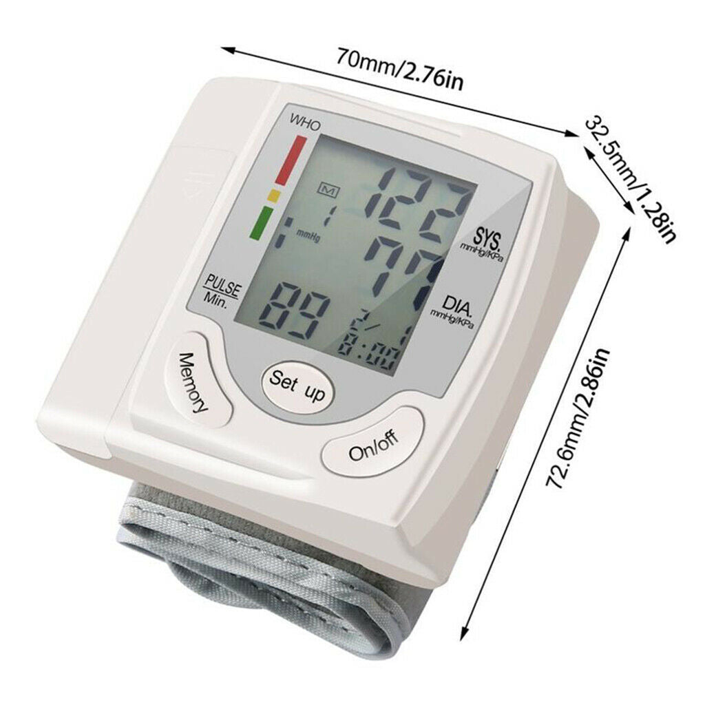 Wrist Blood Pressure Monitor BP Cuff Home Tester Heat Rate Care Machine Meter