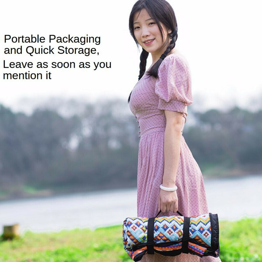 Folding Picnic Blanket Washable Camping Mat for Family Friends 55" x 67"
