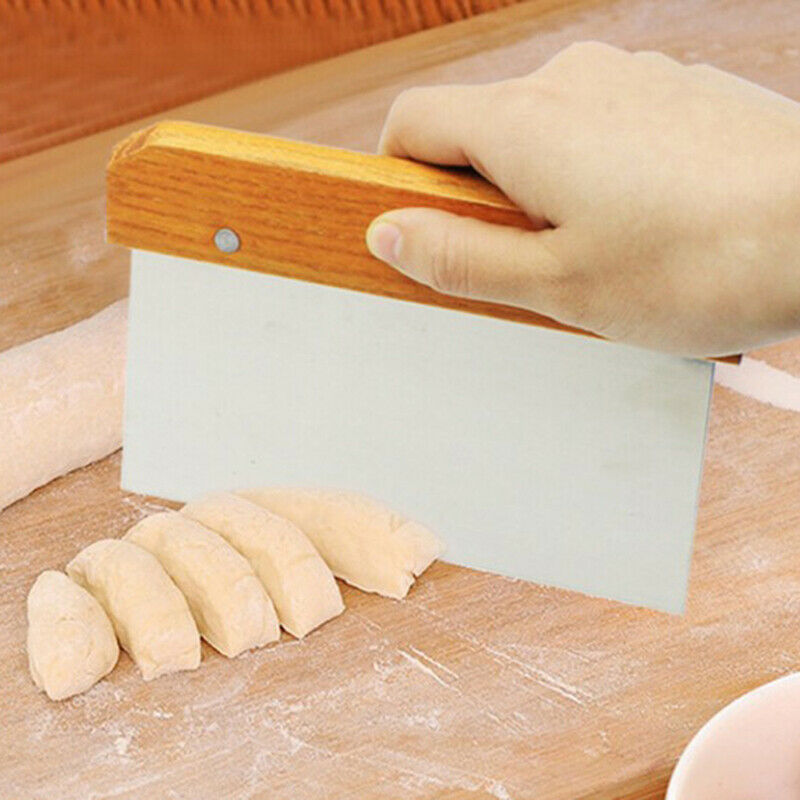 Stainless Steel Cutter With Wooden Handle Scraper Dough Cutter Cake Scrap.l8