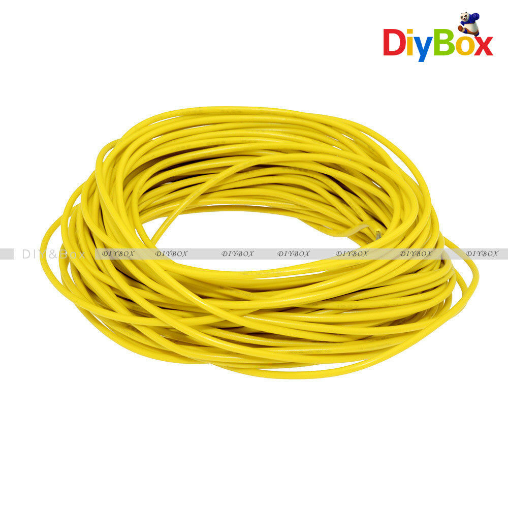 Yellow 10M UL-1007 24AWG Hook-up Wire 80°C / 300V Cord DIY Electrical