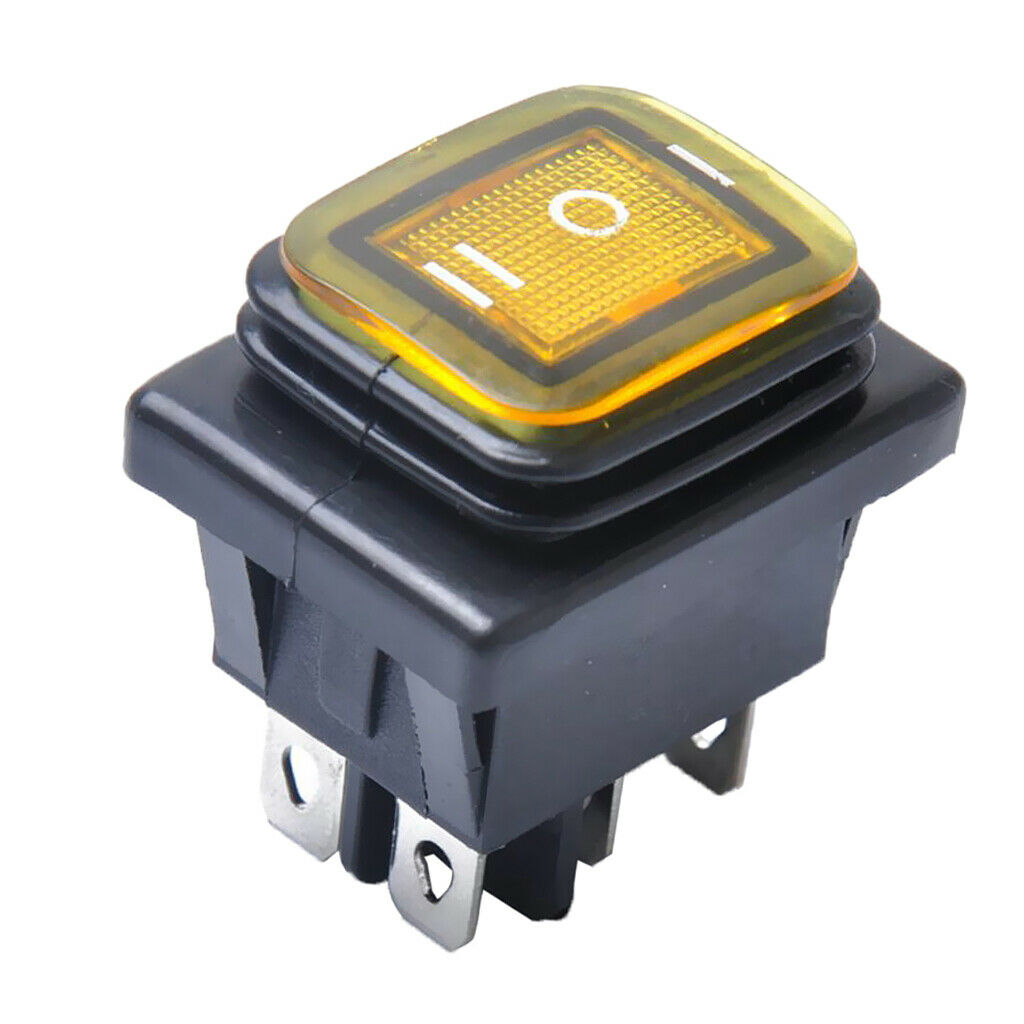 2 Pieces Red Yellow 6 Pin On-Off-On Car Boat Lighted Rocker Toggle Switch