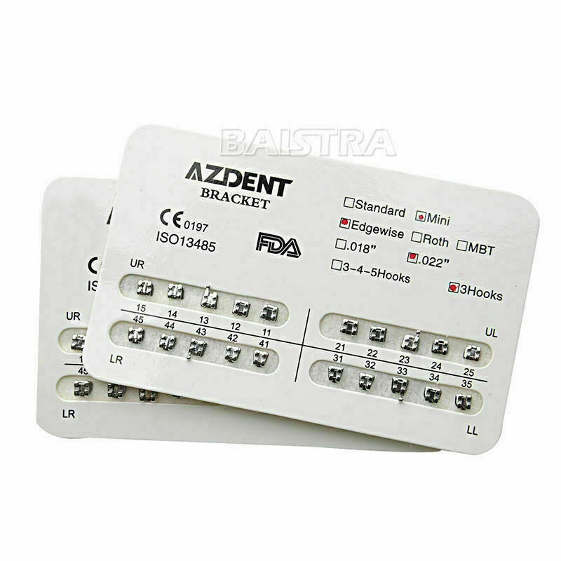 200packs Orthodontic Brackets Braces Dental Edgewise Slot.022 Hooks 3 AZDENT