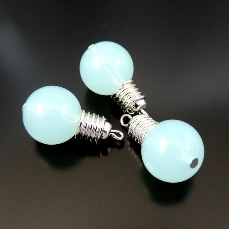 6 pcs Blue Bulb Charm Acrylic Plastic Earring Pendant Keychain Crafts 25*14*14mm