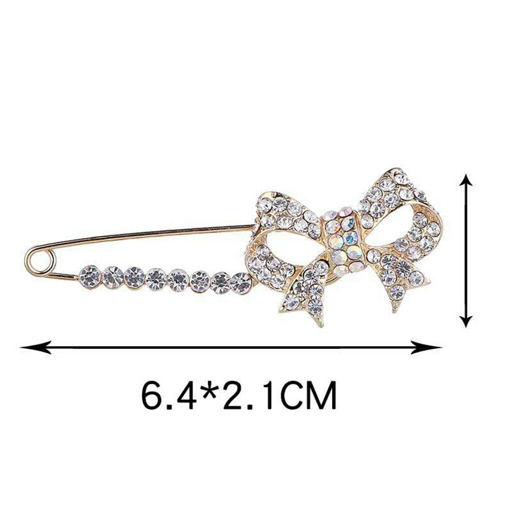 Lovely Crystal Butterfly Bowtie Safety Pin Scarf Coat Gown Pin Men Women