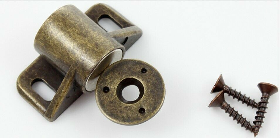 Cabinet Door Magnetic Latch Catch Zinc Alloy with Screws Bronze Tone 1pc
