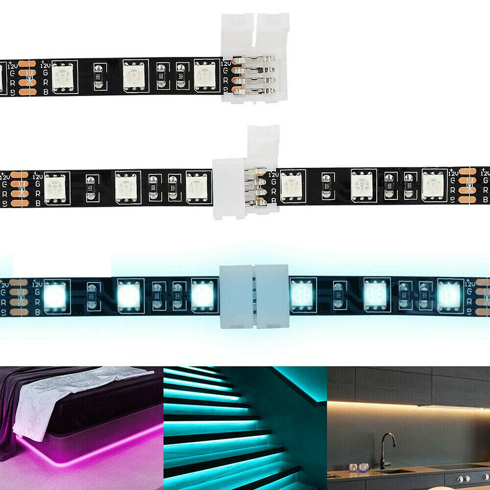 10x 10mm 4pin Solderless Connectors Adapter For 5050/2835 RGB LED Strip Light