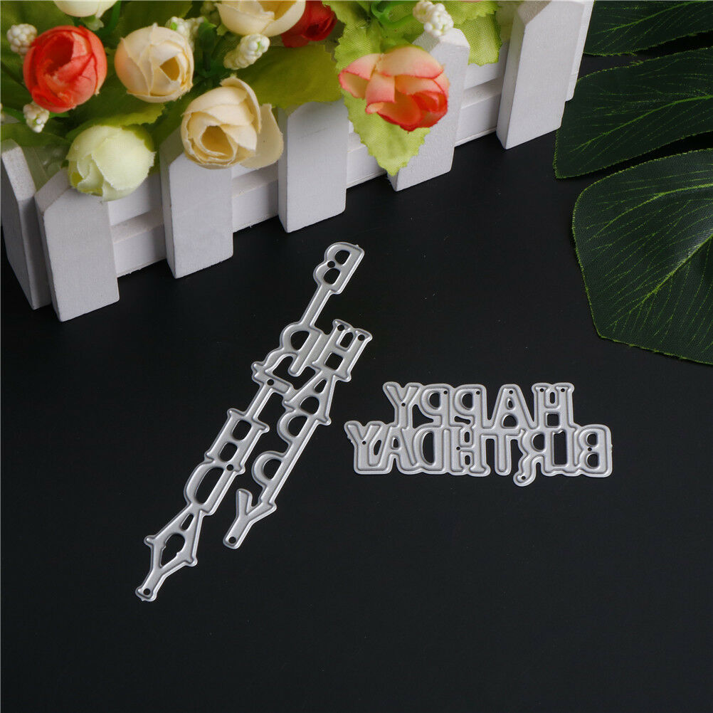 2pcs Happy Birthday letters Metal Cutting Dies Stencil Scrapbooking decor .l8