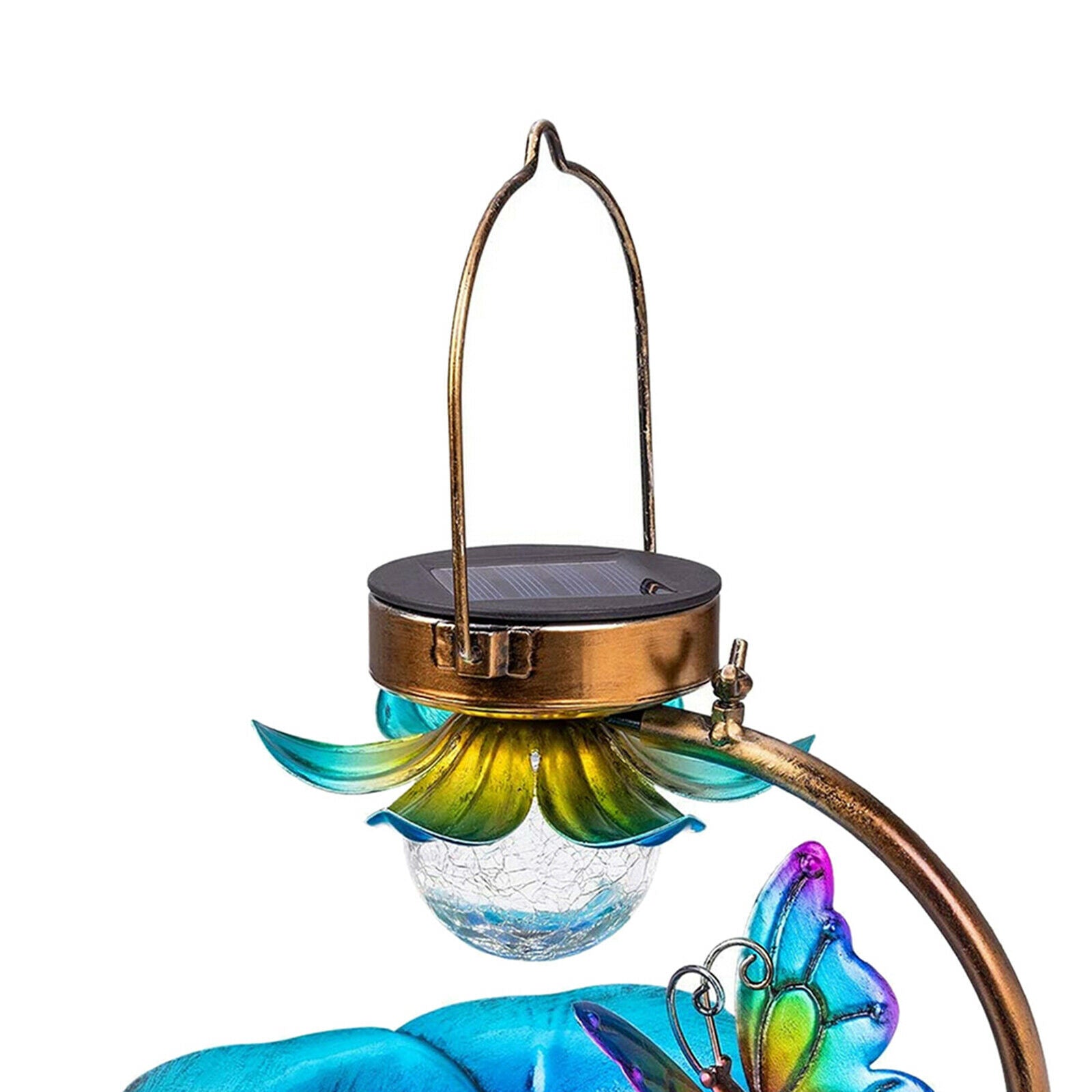 Solar Light Bird Feeder Bowl Outside Garden Decor LED Patio Bird Feeding