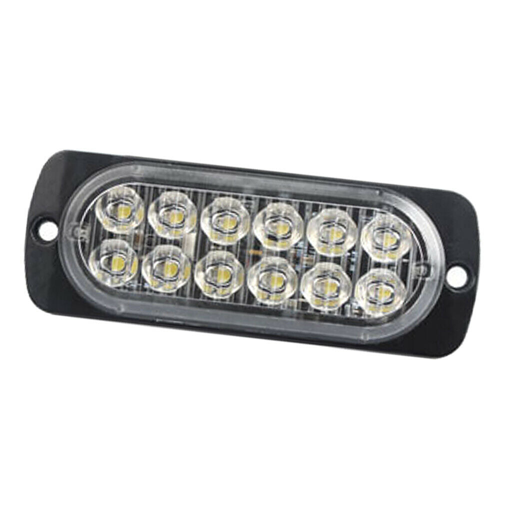 12-24V 36W Car SUV Hazard 12 LED Amber Strobe Flash Light Bar w/ Screws IPX4