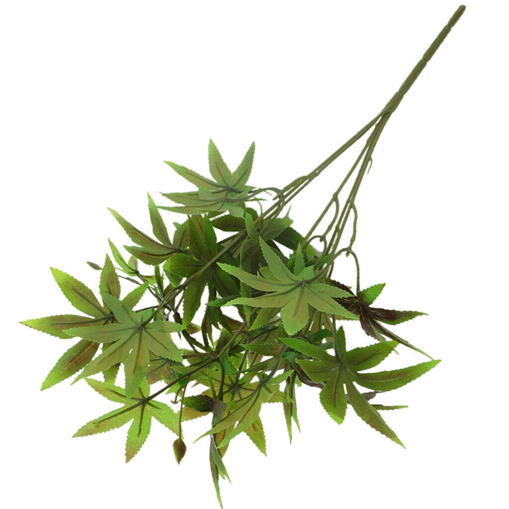 Artificial Green Maple Leaves Branch Vines Leaves Potted Floral Decor Yellow