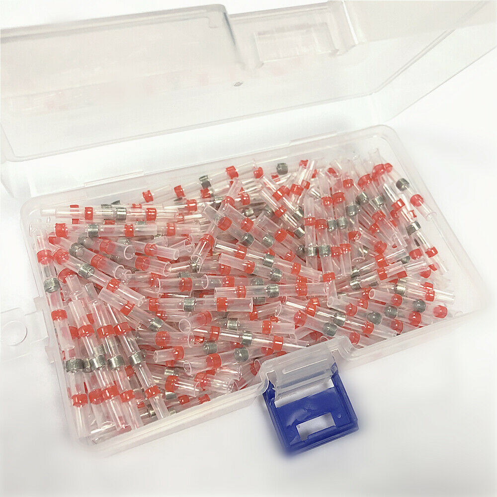 200Pcs Waterproof Solder Sleeve Heat Shrink Wire Splice Connectors 22-18AWG red