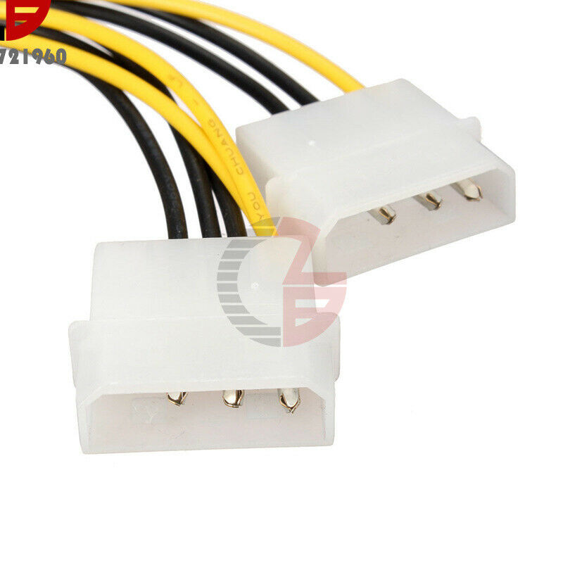 Dual Molex LP4 4 Pin to 8 Pin PCI-E Express Converter Adapter Power Wire Cable