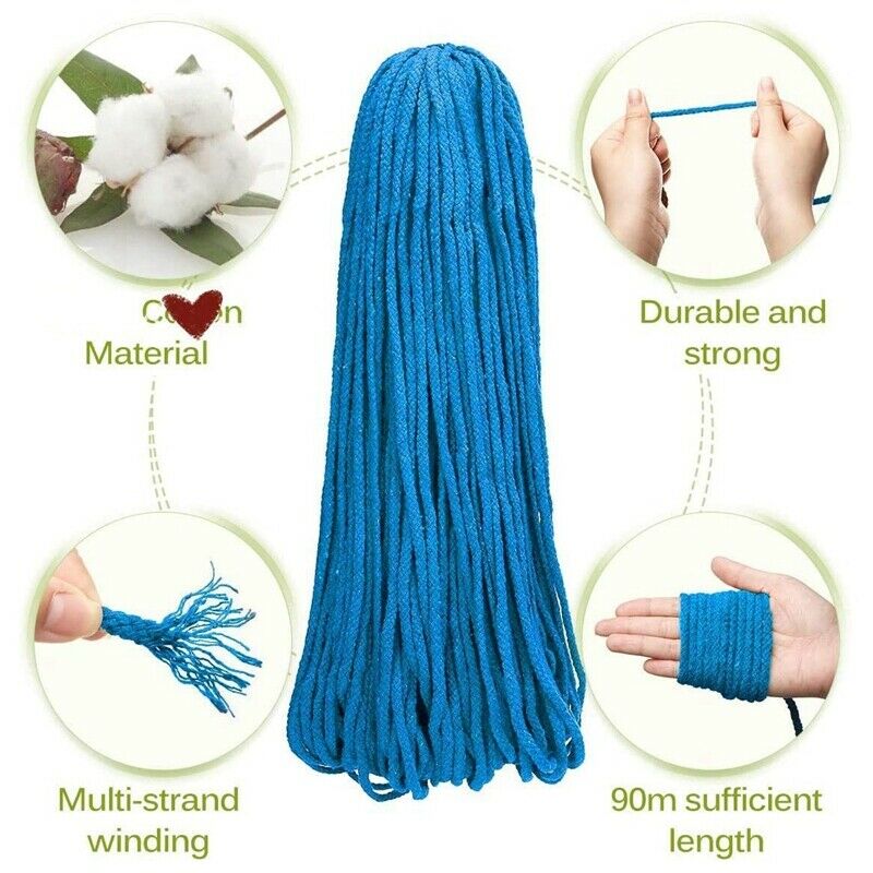 90Mx5mm Natural Macrame Rope Cord Craft Knitting Thread for St Wall Hanging C6P7