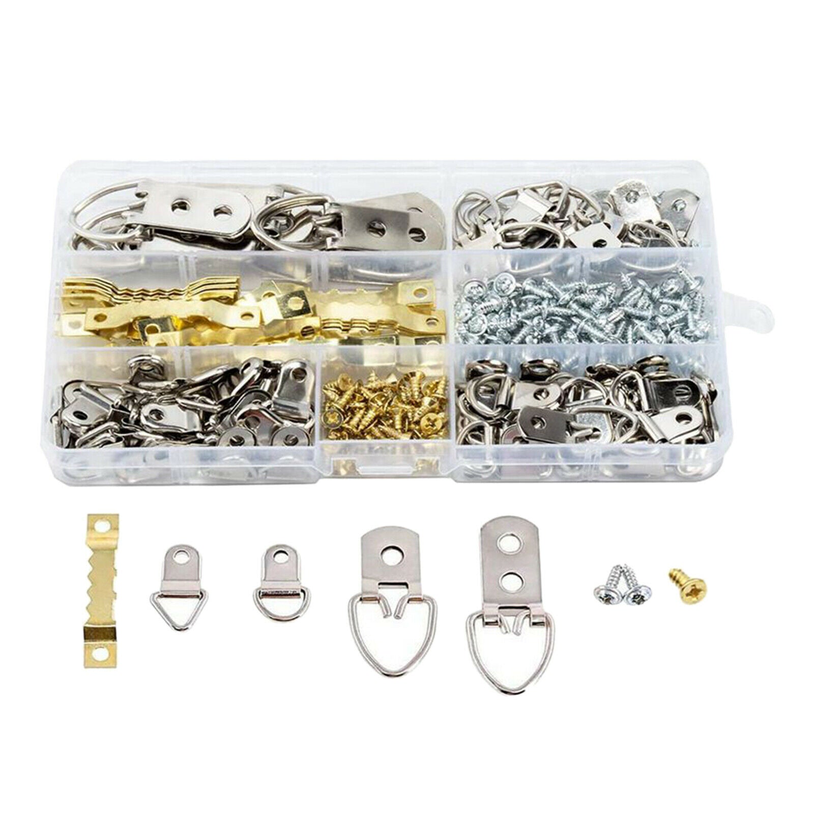 270Pack Assorted D- Picture Frame Hangers Heavy Duty Art Hanging Hooks