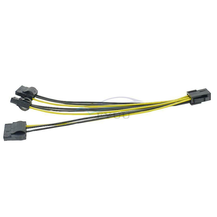 2 Pieces 20cm PCIe 6Pin Female To 3 Molex IDE 4Pin Power Graphic Card Cables
