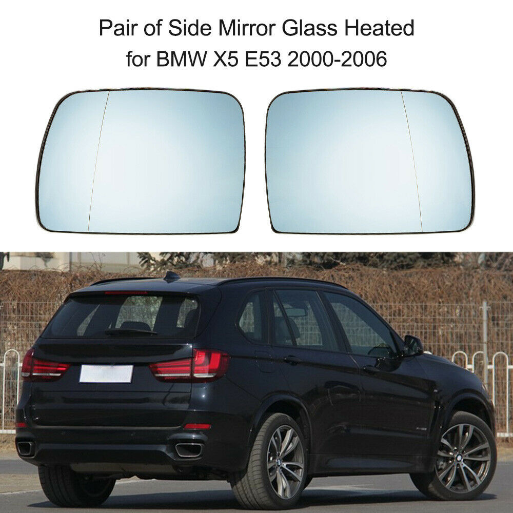 For BMW X5 E53 2000-2006 Pair Rear View Mirror Glass +Backing Heated Left&Right